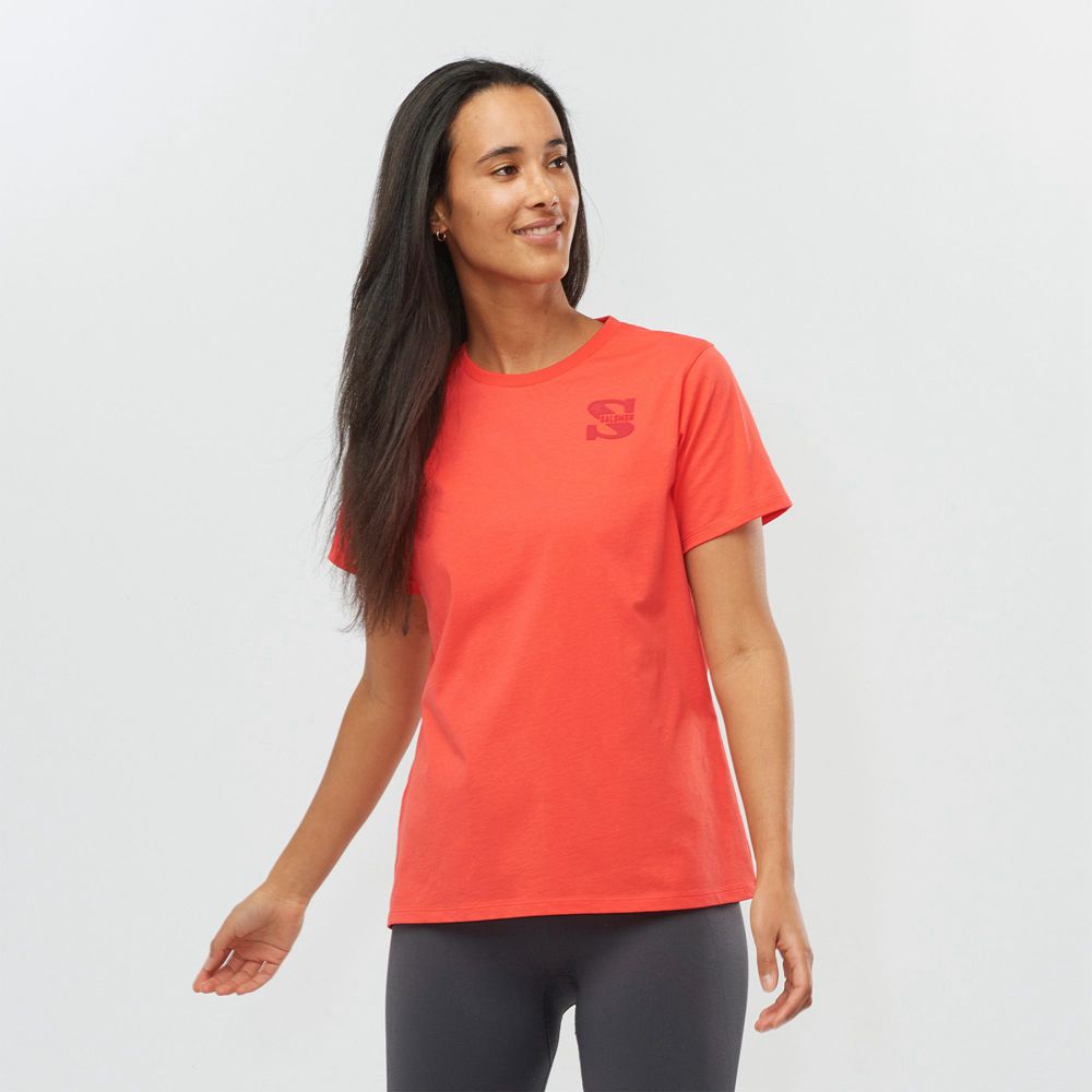 Salomon T-Shirts Dame Koral - OUTLIFE SMALL LOGO SS W (FTDCY-9206)